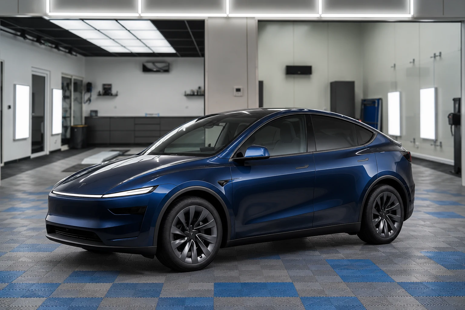 Illustration d’une Model Y dans le décor ByFab